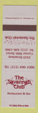 Matchbook Cover - Savannah Club Restaurant New York CIty
