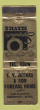 Matchbook Cover - EV Jutras Son Funeral Home Amesbury MA
