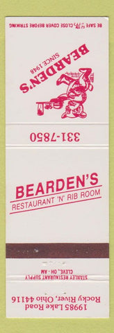 Matchbook Cover - Bearden's Restaurant Rocky River OH
