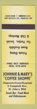 Matchbook Cover - Johnnie and Mary's Coffee Shoppe ST John's NF yellow