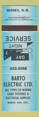 Matchbook Cover - Barto Electric Sussex NB blue