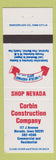 Matchbook Cover - Corbin Construction Nevada IA Lincoln Highway Days