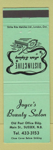 Matchbook Cover - Joyce's Beauty Salon Sussex NB green