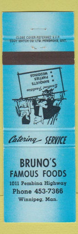 Matchbook Cover - Bruno's Famous Foods Winnipeg MB blue