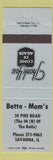 Matchbook Cover - Bette Mom's Savanna IL