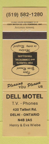 Matchbook Cover - Dell Motel Delhi ON gold