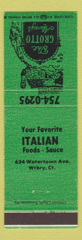 Matchbook Cover - Grotto Italian Restaurant Waterbury CT green