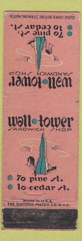 Matchbook Cover - Wall Tower Sandwich Shop WEAR