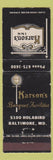 Matchbook Cover - Karson's Inn Baltimore MD WEAR