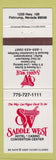 Matchbook Cover - Saddle West Hotel Casino Pahrump NV