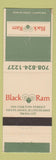 Matchbook Cover - Black Ram Des Plaines IL