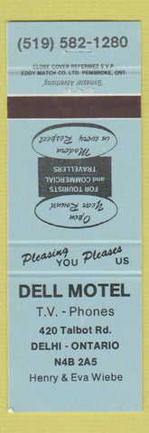Matchbook Cover - Dell Motel Delhi ON light blue