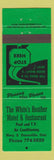 Matchbook Cover - White's Heather Motel Restaurant Dunnville ON green