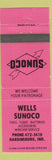 Matchbook Cover - Wells Sunoco oil gas Hardinsburg IN