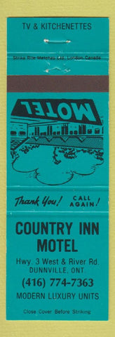 Matchbook Cover - Country Inn Motel Dunnville ON teal