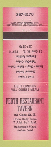 Matchbook Cover - Perth Restaurant Tavern Perth ON red