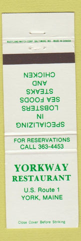 Matchbook Cover - Yorkway Restaurant  York ME