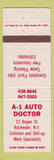 Matchbook Cover - A1 Auto Doctor Rochester NY Paint
