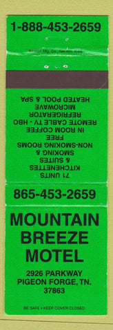 Matchbook Cover - Mountain Breeze Hotel Pigeon Forge TN
