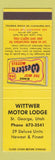 Matchbook Cover - Wittwer Motor Lodge St George UT