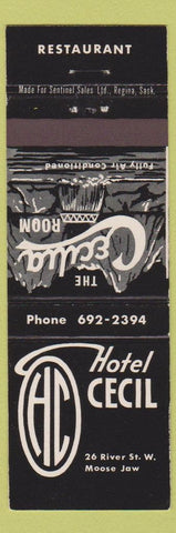 Matchbook Cover - Hotel Cecil Moose Jaw SK Cecilia Room