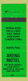 Matchbook Cover - Arena Motel Sioux Falls SD