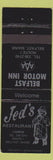 Matchbook Cover - Jed's Restaurant Belfast Motor Inn ME