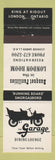 Matchbook Cover - Garage Dining Lounge London ON