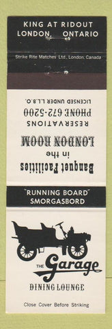Matchbook Cover - Garage Dining Lounge London ON