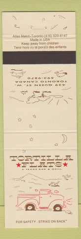 Matchbook Cover - Tortilla Flats Texas Bar Toronto ON