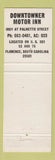Matchbook Cover - Downtowner Motor Inns Florence SC