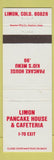 Matchbook Cover - Limon Pancake House Cafeteria Colorado