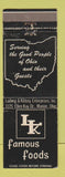 Matchbook Cover - LK Famous Foods Marion OH WEAR
