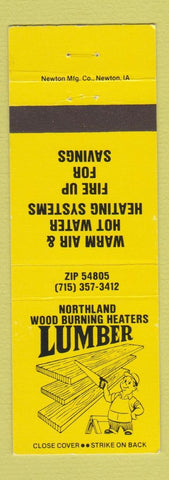 Matchbook Cover - Northland Wood Burning Heaters Lumber Almena WI