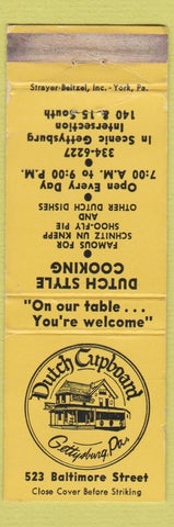 Matchbook Cover - Dutch Cupboard Gettysburg PA WEAR