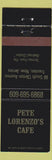 Matchbook Cover - Pete Lorenzo's Cafe Trenton NJ
