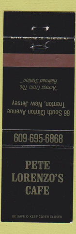 Matchbook Cover - Pete Lorenzo's Cafe Trenton NJ
