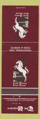 Matchbook Cover - Unicorn Irish Rovers House Toronto Aurora ON Calgary AB WEAR