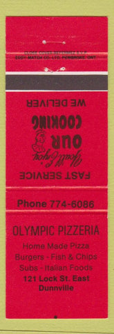 Matchbook Cover - Olympic Pizza Dunnville ON red
