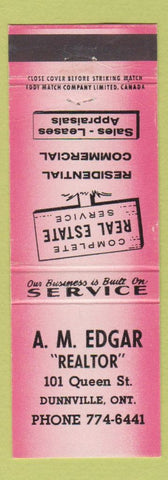 Matchbook Cover - AM Edgar Real Estate Dunnville ON red