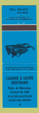 Matchbook Cover - Cabane A Sucre Bertrand Cote Des Anges QC snowmobile blue