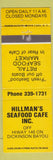 Matchbook Cover - Hillman's Seafood Cafe Dickinson Bayou