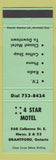 Matchbook Cover - 4 Star Motel Brantford ON green