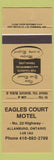 Matchbook Cover - Eagles Court Motel Allanburg ON gold