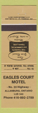 Matchbook Cover - Eagles Court Motel Allanburg ON gold