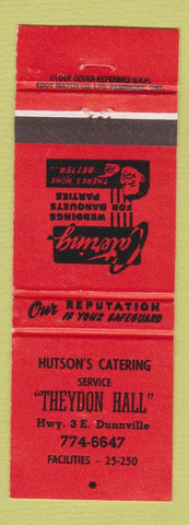 Matchbook Cover - Hutson's Catering Theydon Hall Dunnville ON red