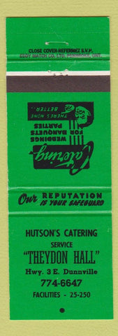 Matchbook Cover - Hutson's Catering Theydon Hall Dunnville ON green