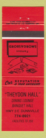 Matchbook Cover - Theydon Hall Dunville ON red