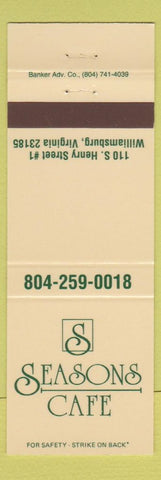 Matchbook Cover - Seasons Cafe Williamsburg VA