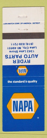 Matchbook Cover - NAPA Auto Parts Ryder Lake City MI
